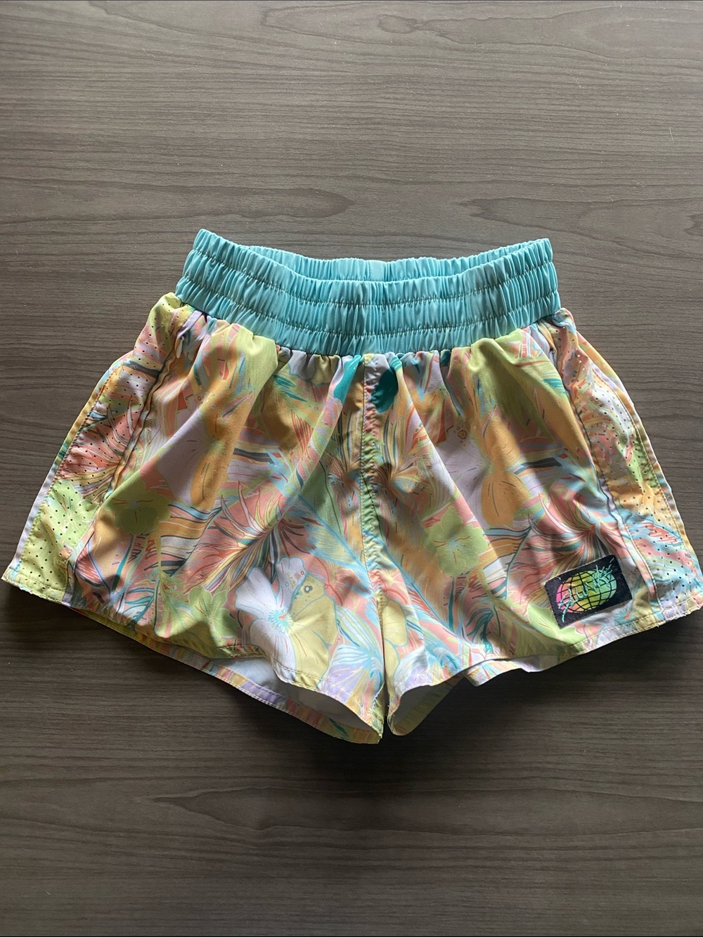 SLUNKS CASSOS Tropical Floral Shorts with Teal Waistband